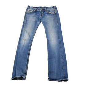 VIGOSS Jeans Womens 9/10 (31x31) The Dublin Bootcut Rhine Stones Blue Denim